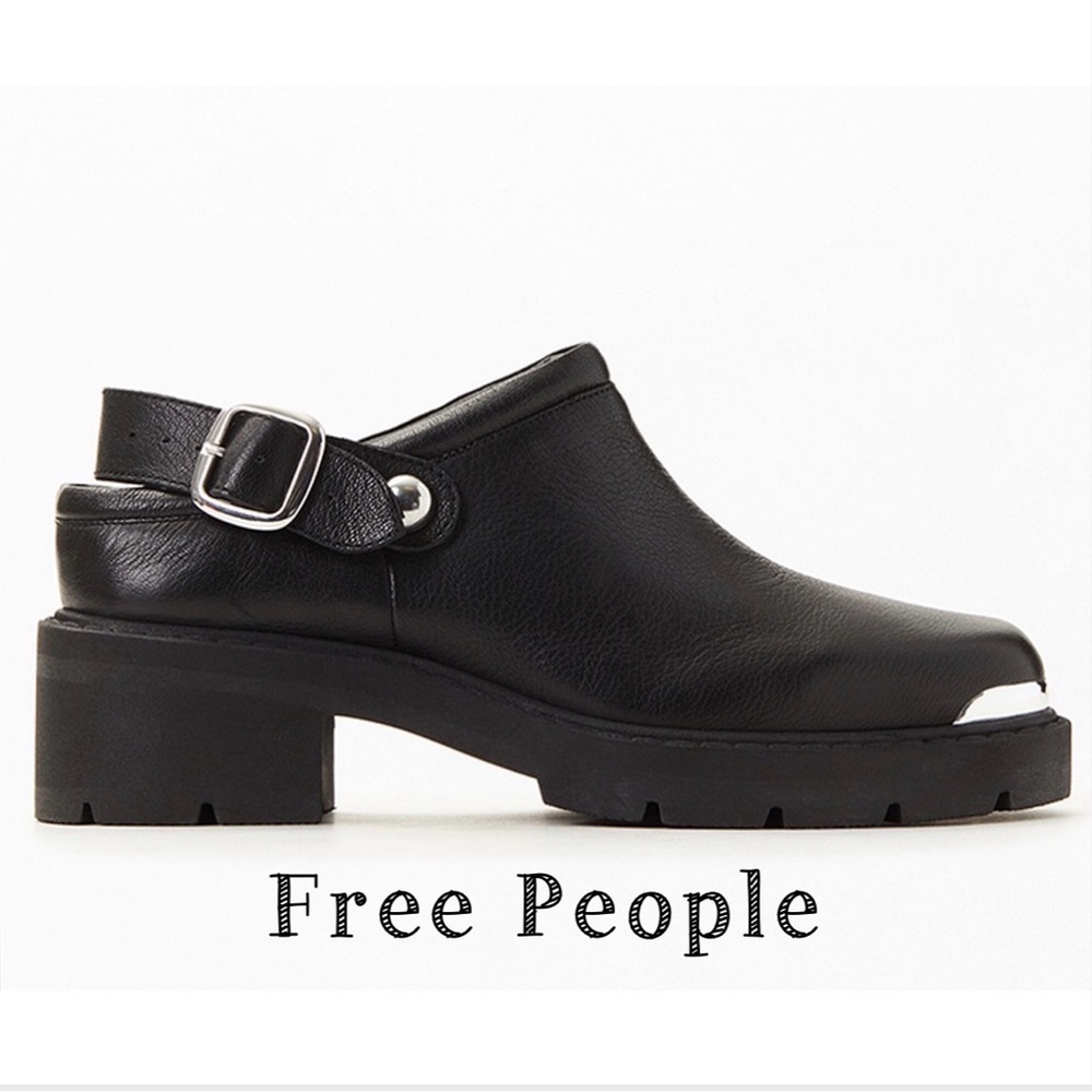 Free People Kingston Black Leather Women's Clogs